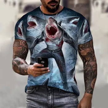 2022 Classic Men's Jaws Movie Regular Summer T-Shirt Hip Hop trumpomis rankovėmis 3D Print Vyriški marškinėliai 