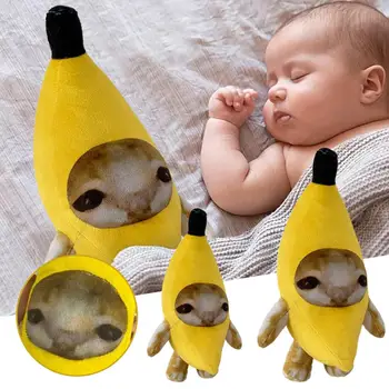 2023 Nauja bananų katė Pliušinis pakabukas Mielas verksmas Bananų lėlės laimingos Raktų pakabukas Juokinga pakabukas Katė Dovanos Kačių aksesuarai B2T5
