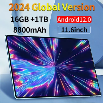 2024 11,6 colio planšetinis kompiuteris Android 12.0 Visiškai naujas 16GB RAM 1TB ROM planšetinis kompiuteris 16MP 32MP 8800mAh 10 branduolių WIFI Bluetooth tinklo planšetinis kompiuteris