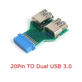 20Pin to Dual USB3.0 Adapter card, Desktop Pagrindinė plokštė 19 Pin / 20 pin Antraštė į 2 prievadus USB 3.0 Moteriškos jungties kortelių skaitytuvas