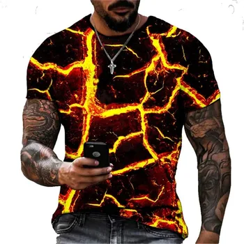 3D animacinis raštas trumpomis rankovėmis vasaros tendencija Fashion Street Hip Hop stilius Laisvi patogūs marškinėliai apvaliu kaklu Vyriški drabužiai 2024