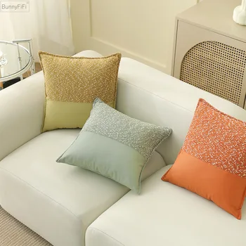 45x45cm Pliušinis pagalvės užvalkalas PU Patchwork 30x50cm Geltona žalia oranžinė Namų dekoravimo pagalvėlės dėklas Svetainė Sofa-Lova Stilinga