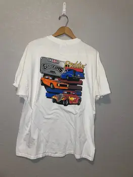 90s MBNA Motorsports Good Guys Roddin Car Graphic White Shirt VTG 1990s XL Vinta ilgomis rankovėmis