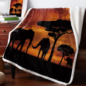 Afrika Indijos dramblių antklodės Žiema Šilta kašmyro antklodė Biuro sofa Minkštas mesti antklodę Vaikų lovatiesė