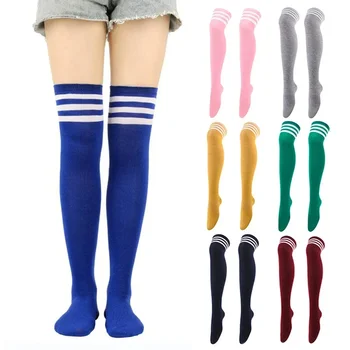 Anime dryžuotos aukštos kojinės moterims, šokių kojinės, kojinės virš kelių, JK Cosplay trikotažas, Kalėdų dovana madingos ponios