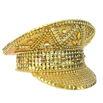 Auksiniai krištoliniai auksiniai blizgučiai Kapitono kepurė aktoriui Aktorė Dropship