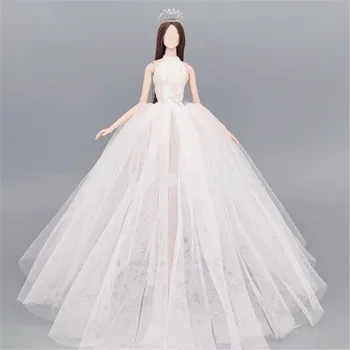 Balta vestuvinė suknelė lėlėms princesės vakarinės vakarėlio suknelės apranga 1/6 lėlė