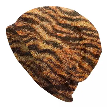 Bengalijos tigro kailis Laukinė gamta Spausdinimo raštas Variklio dangčio kepurė Mezgimo kepurės Unisex gyvūnų oda Leopardo kailis Žiemos kaukolės Beanies Kepurės