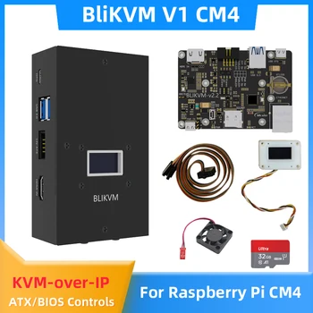 BLIKVM V1 CM4 KVM Over IP 1920×1080@60Hz su HDMI suderinamas vaizdo įrašymas CSI OLED ekranas PiKVM, skirtas Raspberry Pi CM4