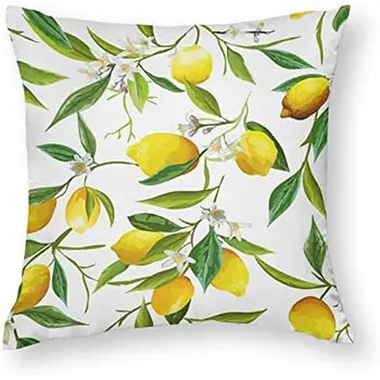 Citrinų vaisių žiedų lapai Geltonas limonas Baltas mesti pagalvių užvalkalai Pagalvių užvalkalai Sofos pagalvės svetainei Sofa Akcentinės pagalvės