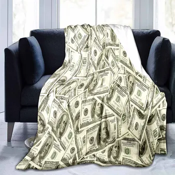 Dolerio kupiūra Pinigai Itin minkšta antklodė vaikams Suaugusiems Flanelinė antklodė lovai ir sofai Šilta miglota mesti antklodė jauki