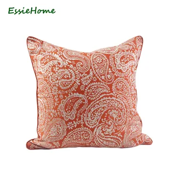 ESSIE HOME Orange Cushion Cover Paisley pagalvės dėklas Jacquard Tangerine pagalvėlė su vamzdynų kraštu