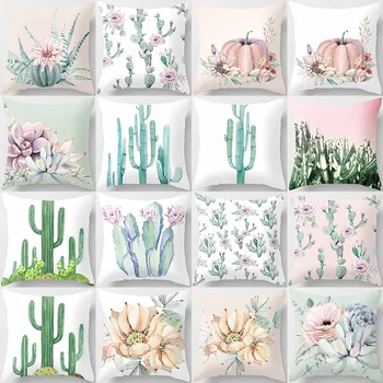 Fashion Beauty Kaktuso moliūgų rašto pagalvių užvalkalai Trumpi pliušiniai aukštos kokybės kvadratiniai stori pagalvių dėklų užvalkalai