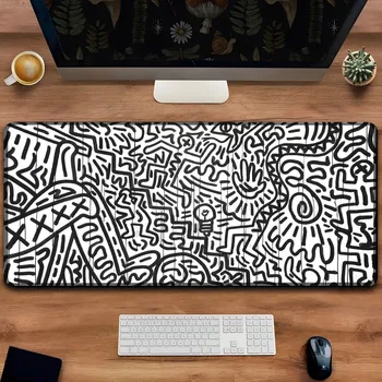 Fashion KeithS Haring Abstract Art Mousepad Personalized Art Game Mouse Pad Gamer Large Rubber Lock Edge Large Desk Pad