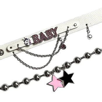 Fast Reach Vintage Star Pentagrams Beaded Chain Bracelet Aesthetic Charm Chain Bracelet
