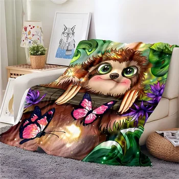 Flanelė Mesti antklodę Minkštas šiltas mielas gyvūnas namams Sofos lovos Dekoras Vaikai Suaugusieji Kempingo iškylų dovanos 3D juokingas beždžionės raštas
