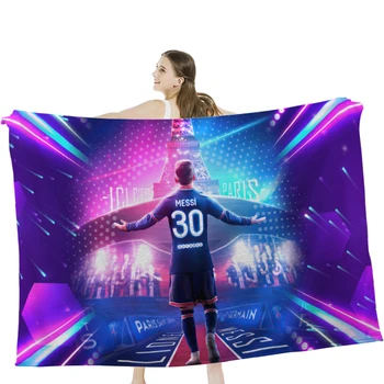 Futbolo superžvaigždės Tikslas Sutirštinta antklodė Flanelis Ypač minkštas 3D spausdinimas Šiltas žiemos pliušas