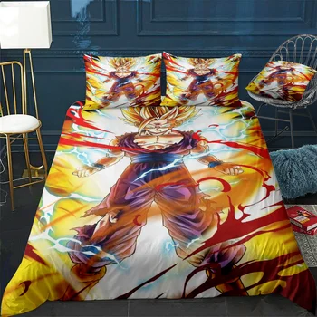 Gohan Dragonball antklodės užvalkalas Patogus antklodės namų dekoras Dizainas Universalus patalynės komplektas Patalynės užvalkalai+Pagalvės užvalkalas 3vnt