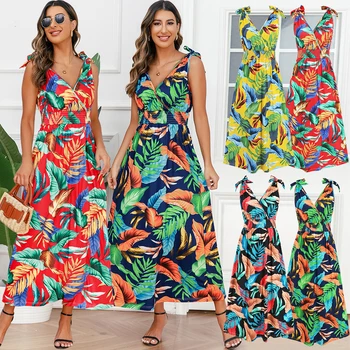 Havajų paplūdimio sijonas 2024 vasaros užsienio prekybos suknelė spausdinti Europos ir Amerikos moterų suknelė naujas dizaineris