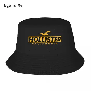 Hollister California Print Bucket Hat Double Side Reversible Bob Hats Cotton Foldable Unisex Fisherman Cap Travel Screen