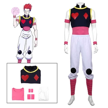 HUNTER×HUNTER Cosplay Cosumes Hisoka Vyriškos anime uniformos rinkinys Komiksų pasirodymas DrabužiaiHalloween karnavaliniai kostiumai