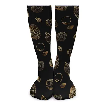 Jūros kriauklės Kojinės Auksinės ir juodos Kawaii kojinės Merginos Minkštos laipiojimo kojinės Rudens dizainas Anti Slydimo kojinės