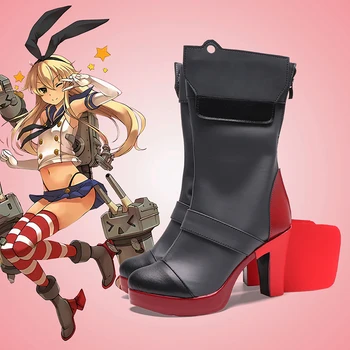 Kantai Kolekcija Shimakaze Cosplay batai Moterys Mergaitė Helovino batai Pagaminti pagal užsakymą