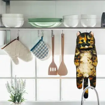 Katės rankšluostis Žavingas animacinis filmas Katės formos rankšluostis virtuvei Vonios kambarys Minkštas sugeriantis pakabinamas rankšluostis Miela katės forma namams