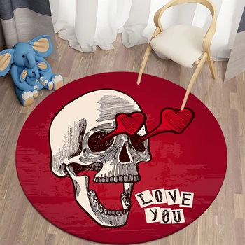 Kaukolės teroro menas HD Spausdintas apvalus kilimas Vaikų svetainė Kilimėlis Grindys Kilimėlis Joga Kilimėlis Miegamojo kėdė Neslidus kilimėlis Naujųjų metų dovana