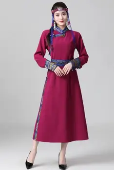 kinų mongolų chalato suknelė mongolų etninė pavasario pasirodymo suknelė