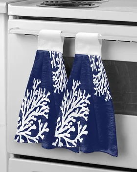 Koralų mėlynas rankšluostis virtuvei sugerianti indų valymo šluostė Mikropluošto vonios kambario pakabinamas rankšluostis