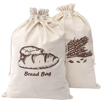 Lininiai duonos maišeliai naminei duonai, 2 vnt 30X40cm Nebalintos ir daugkartinio naudojimo duonos laikymas, natūralus saugojimas Patvarus