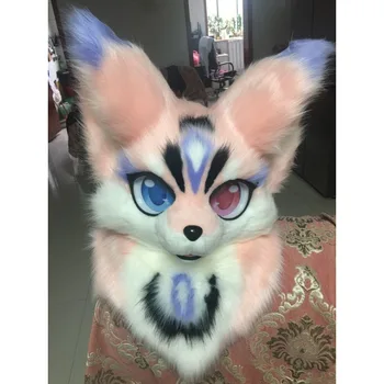 Long Fur Husky Dog Fox Mascot Party Halloween Fur Cosplay (Head) talismanas