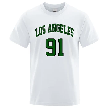 Los Andželas 91 JAV miesto laiškas Vyrai Tshirt Vasaros medvilnė Mada Oversized drabužiai Prakaitas Aukštos kokybės viršūnės Laisvi mados marškinėliai