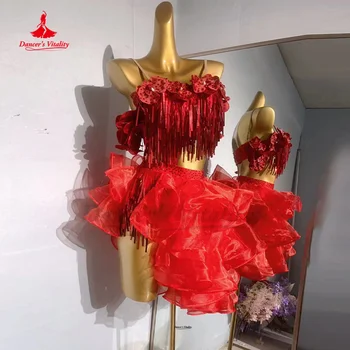 Lotynų šokio suknelė Moterys Moterys Vaikai Šoka Spektaklis Profesionalus kostiumas Individualizuotas Lotynų konkursinės suknelės mergaitei