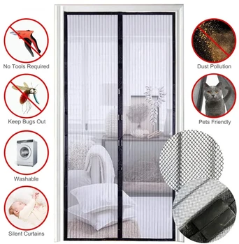 magnetinė durų užuolaida sustiprinta magnetiniu automatiniu uždarymu tinklinis ekranas durų užuolaida apsauga nuo uodų vabzdžių musės klaidų durų užuolaidos