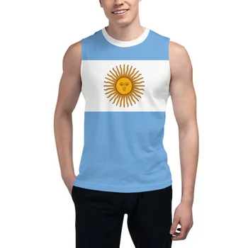 Marškinėliai be rankovių Argentinos vėliava 3D vyrų berniukų marškinėliai Sporto salės tankų viršūnės Fitneso bėgikai Krepšinio treniruočių liemenė