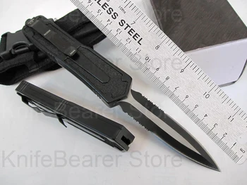 Micro OTF Tech Knife SC serijos 440C plieno ašmenys dantyti dvigubo krašto 57HRC kietumo aviacijos aliuminio lydinio rankenos kišeninis peilis