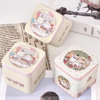 Mielas animacinis filmas Saldainių dėžutė Animacinis lokys Triušio raštas Saldainių dėžutė Senovinė dovanų laikymo dėžutė Nešiojama velykinių sausainių saldainių dėžutė Skardinės