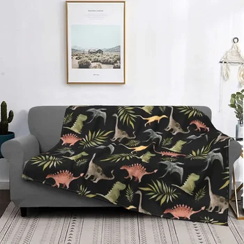 Mielos akvarelės dinozaurų antklodės Flanelė Vasara kvėpuojanti šilta antklodė lovai Automobilinė lovatiesė