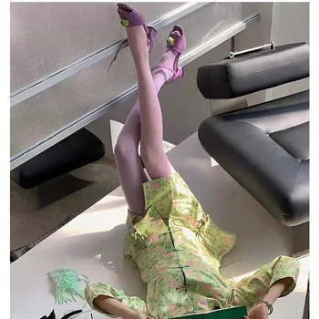 Moteriškos pėdkelnės Kojinės Lolita Spalvingos apsaugos nuo kabliuko plyšimui Super elastingos plius dydžio pėdkelnės Seksualus moteriškas trikotažas