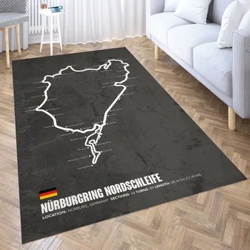 Nordschleife 3D spaustuvė Miegamasis Neslystantys pliušiniai grindų kilimėliai Pagrindinis Mados kilimų kilimėliai Naujas dropshippingas