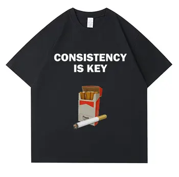 nuoseklumas yra pagrindinis rūkymas humoro marškinėliai vyriški drabužiai juokingi memų grafika marškinėliai trikotažiniai vyriški vintažiniai oversized 100% medvilniniai marškinėliai