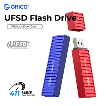 ORICO UFSD Visi metalai 256GB USB atmintinė 411MB/S Rašiklio diskai 512GB 128GB 64GB USB atmintinė C tipo Pendrives Konteinerio formos dizainas
