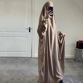 Ramadanas Eid Hooded Abaya Moterų maldos drabužis Muslim Jilbab Laisva ilga suknelė Abayas Dubajus Turkija Islamo drabužiai
