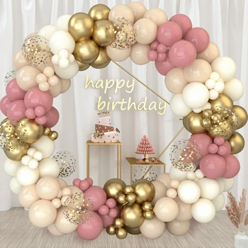 Retro Rožinis balionas Girliandos arkos rinkinys Vestuvių gimtadienio šventės dekoravimas Vaikų latekso balonas Kūdikių dušo dekoro vestuvių vakarėlio reikmenys