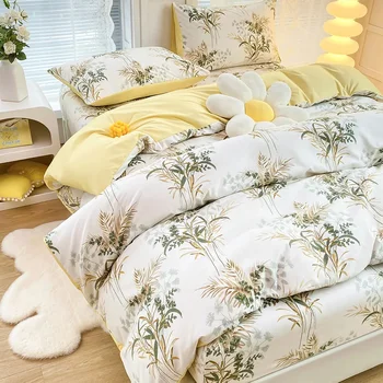 Romantiškos gėlės Antklodės užvalkalas Vienvietis/Karalienės/Karaliaus guodėjų užvalkalas Įrengta lovos paklodė Reacive Atspausdintas Dvigulės lovos užvalkalas 4vnt