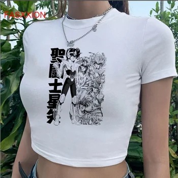 Saint Seiya tshirt women vintage y2k drabužiai casual ulzzang harajuku crop top marškinėliai vintažinis harajuku
