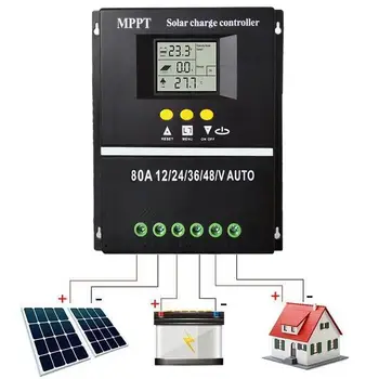 Saulės įkrovimo valdiklis Daugiafunkcis saulės valdiklis su dviem USB prievadais MPPT saulės valdiklis su efektyviu įkrovimu