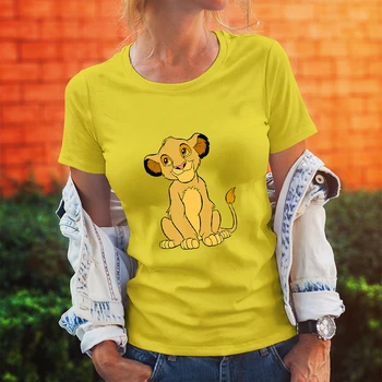 Simba Spausdinimas Moteriški marškinėliai Vasaros nauji produktai Disney The Lion King serijos modelis Populiariausi drabužiai Mada Dropship marškinėliai Moteris